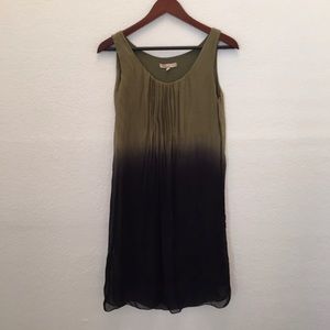 Prontomoda Giusy Italy Sleeveless Dress Medium Silk Lined Olive Green Black
